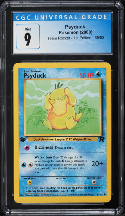 2000 POKEMON TEAM ROCKET 1ST EDITION PSYDUCK #65 CGC 9 MINT