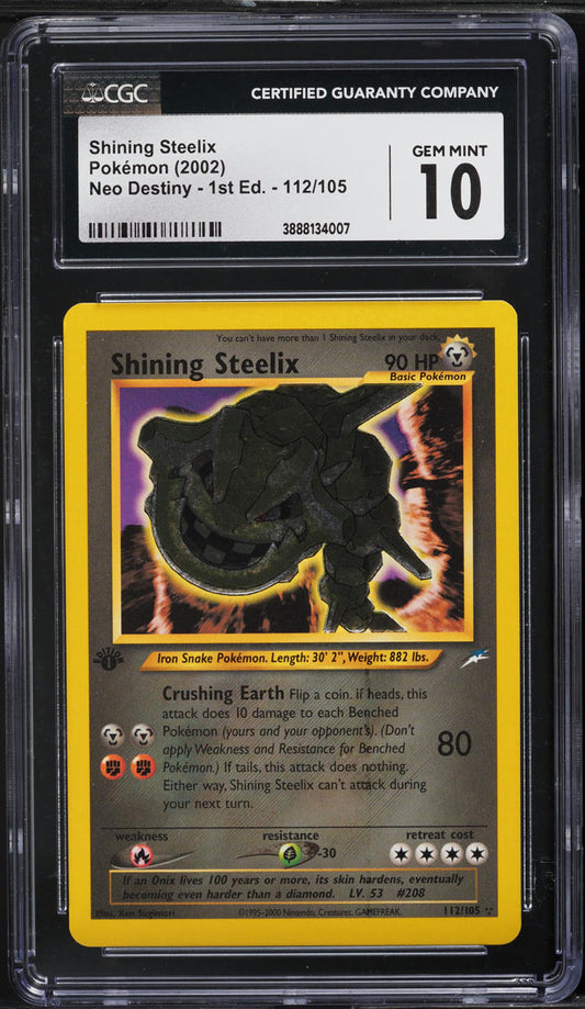 2002 POKEMON NEO DESTINY 1ST EDITION HOLO SHINING STEELIX #112 CGC 10 GEM MINT