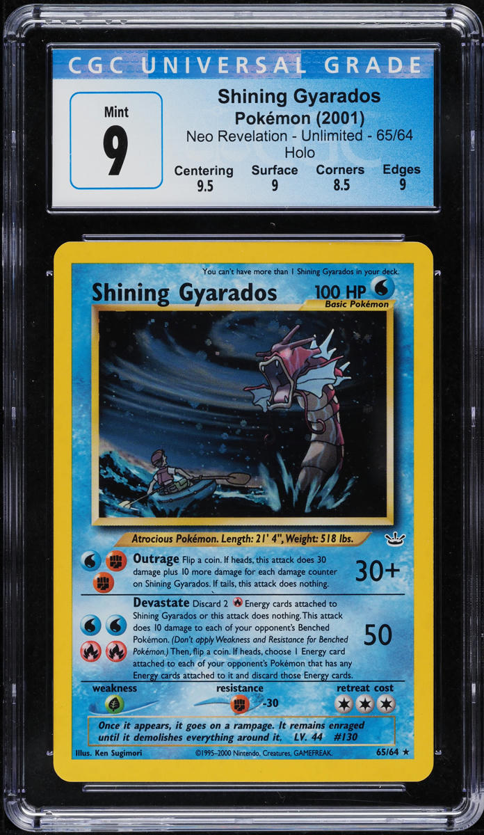 2001 POKEMON NEO REVELATION HOLO SHINING GYARADOS #65 CGC 9 MINT