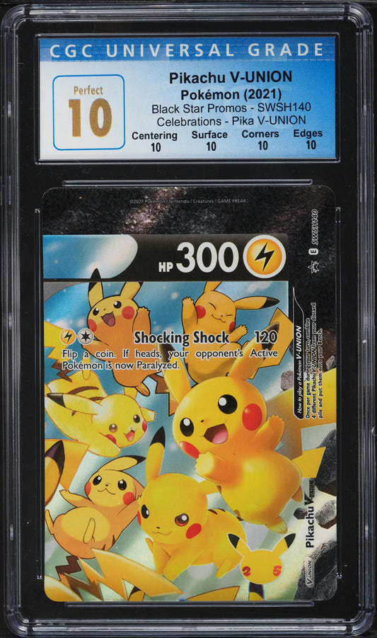 2021 POKEMON SWSH BLACK STAR PROMO CELEBRATIONS PIKACHU V-UNION CGC 10 PERFECT