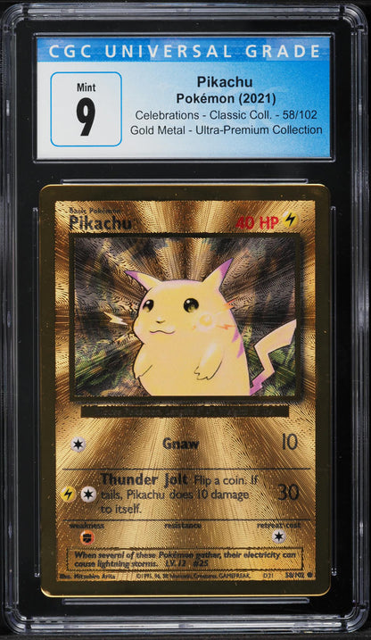 2021 POKEMON CELEBRATIONS ULTRA PREMIUM COLLECTION GOLD METAL PIKACHU #58 CGC 9