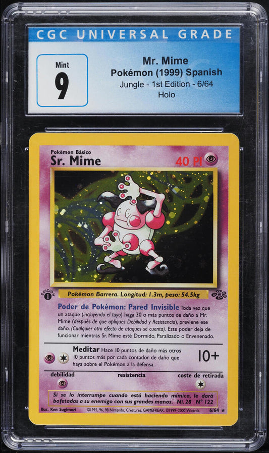 1999 POKEMON JUNGLE 1ST EDITION HOLO MR. MIME #6 CGC 9 MINT