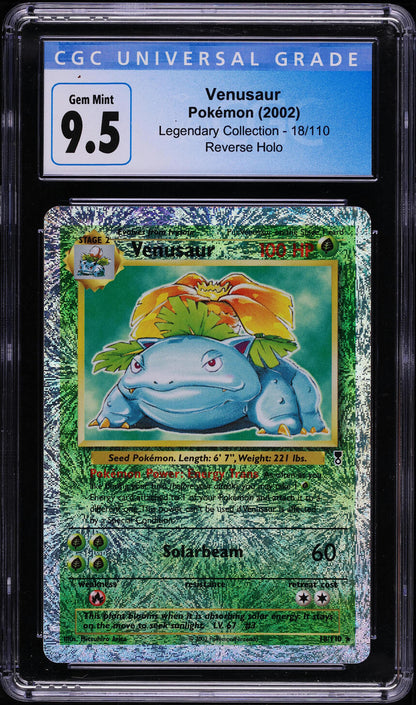 2002 POKEMON LEGENDARY COLLECTION REVERSE HOLO VENUSAUR #18 CGC 9.5