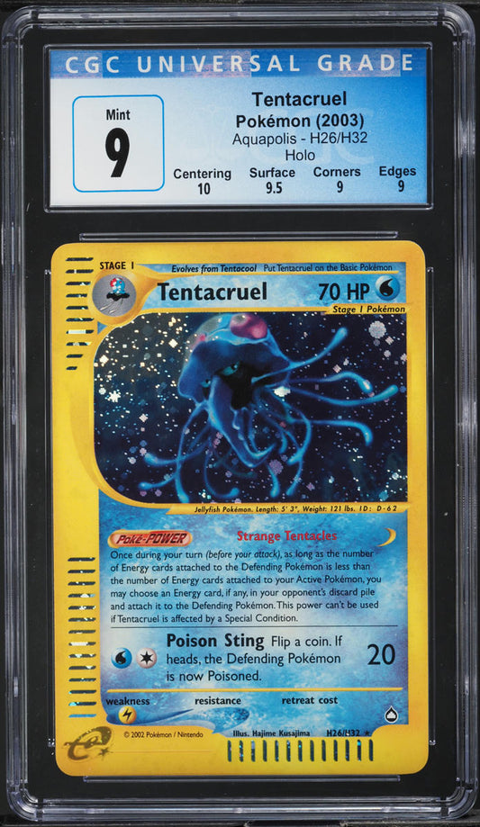 2003 POKEMON AQUAPOLIS HOLO TENTACRUEL #H26 CGC 9 MINT