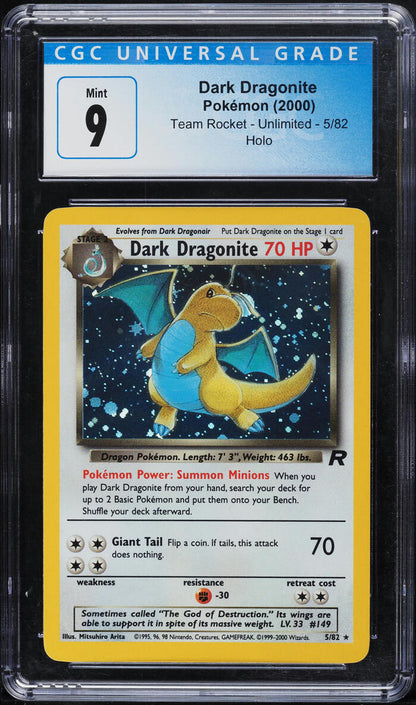 2000 POKEMON TEAM ROCKET HOLO DARK DRAGONITE #5 CGC 9 MINT