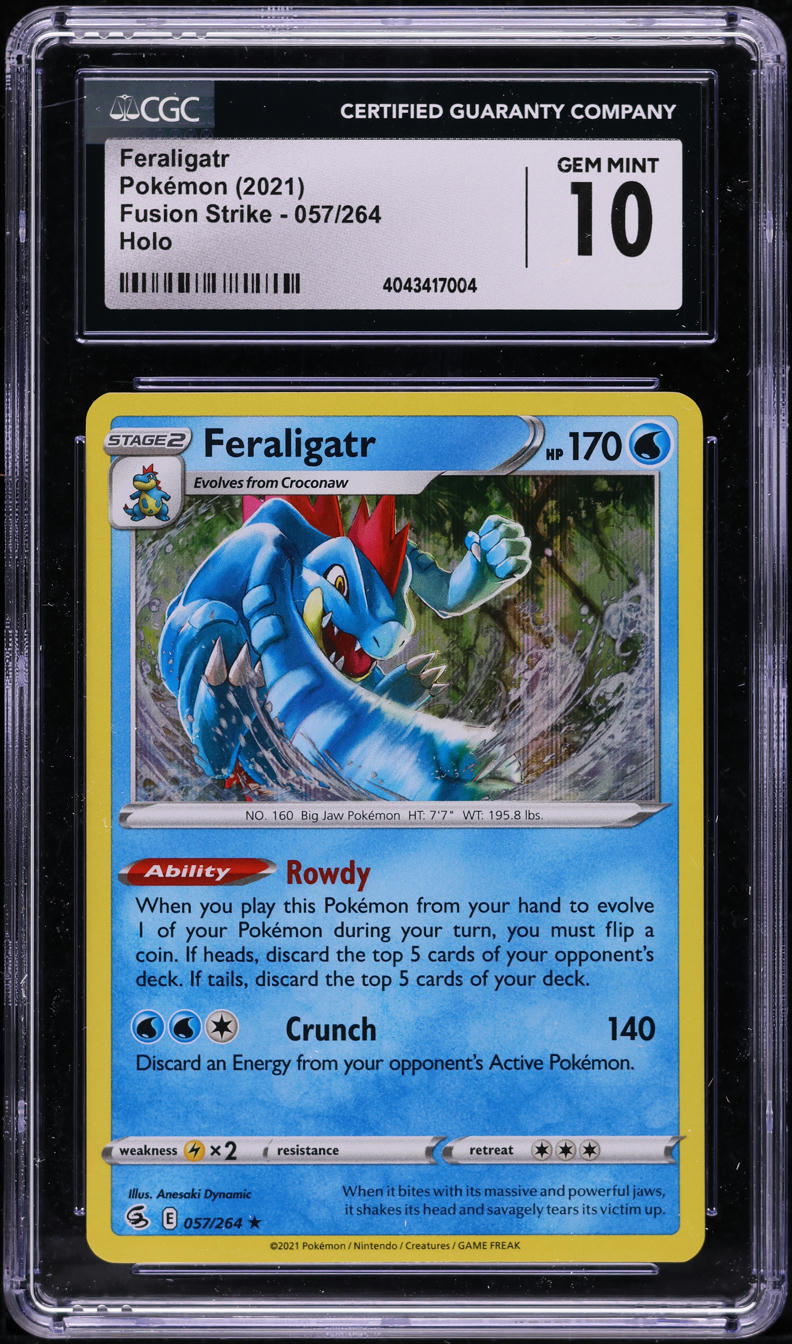 2021 POKEMON FUSION STRIKE HOLO FERALIGATR #57 CGC 10 GEM MINT