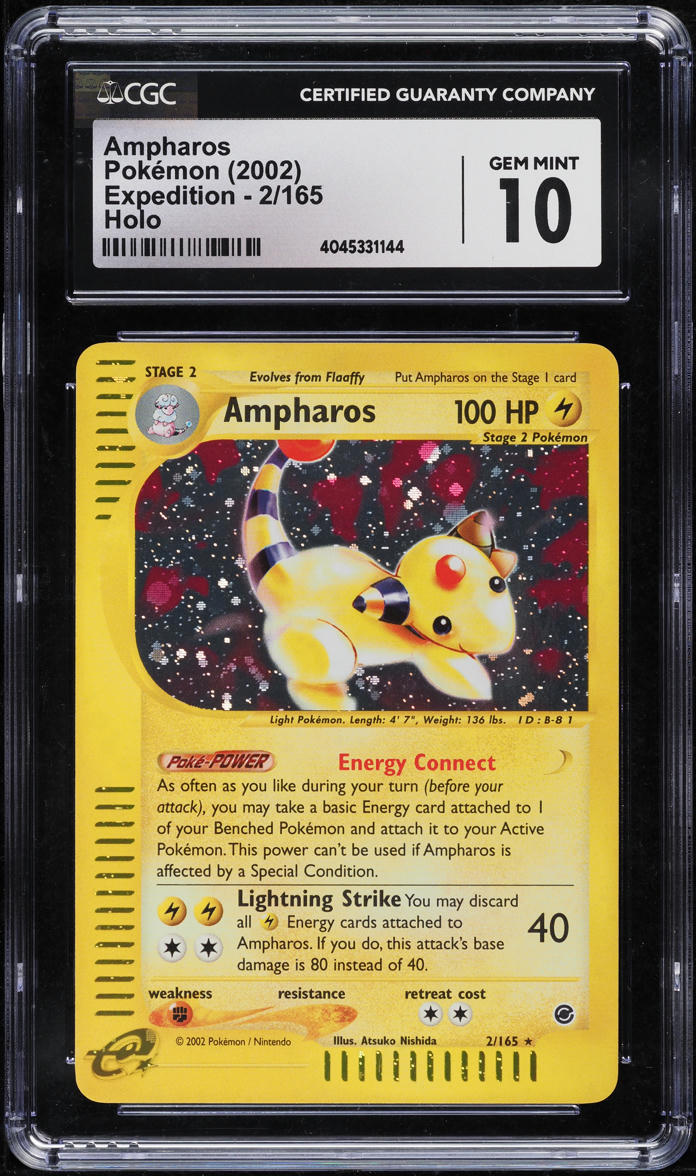 2002 POKEMON EXPEDITION HOLO AMPHAROS #2 CGC 9.5 GEM MINT