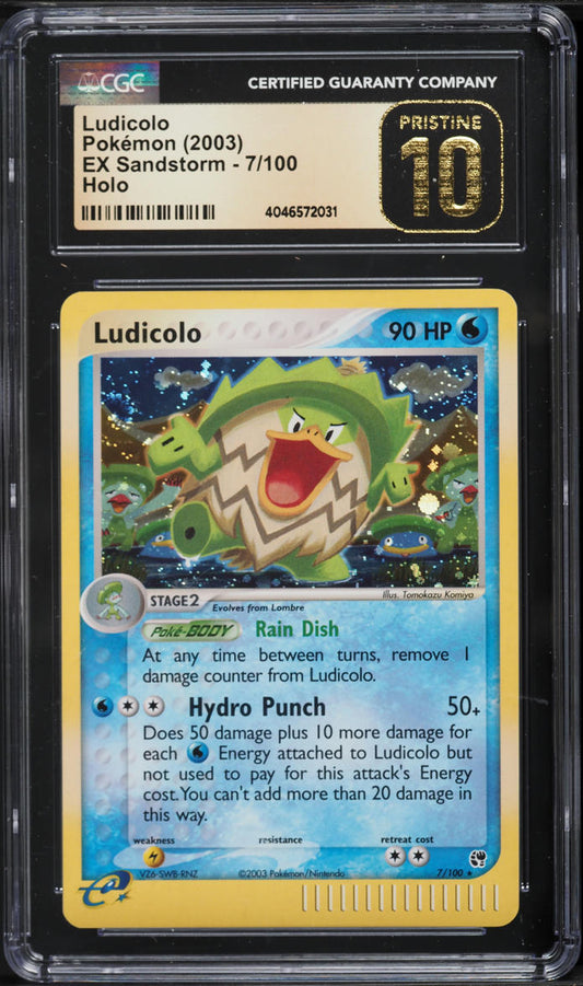 2003 POKEMON EX SANDSTORM HOLO LUDICOLO #7 CGC 10 PRISTINE