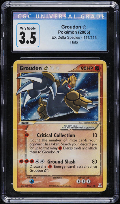 2005 POKEMON EX DELTA SPECIES HOLO GROUDON #111 CGC 3.5 VG+