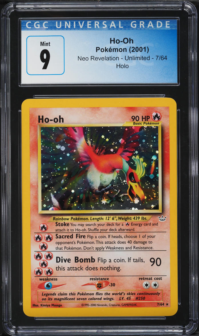 2001 POKEMON NEO REVELATION DOUBLE HOLO ERROR HO-OH #7 CGC 9 MINT