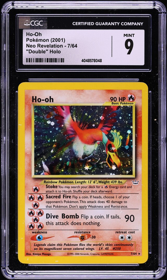 2001 POKEMON NEO REVELATION DOUBLE HOLO ERROR HO-OH #7 CGC 9