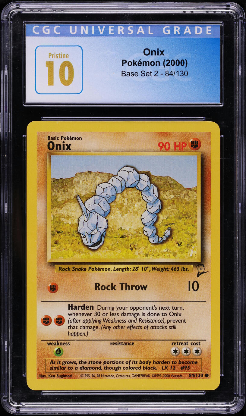 2000 POKEMON BASE SET 2 ONIX #84 CGC 10 PRISTINE