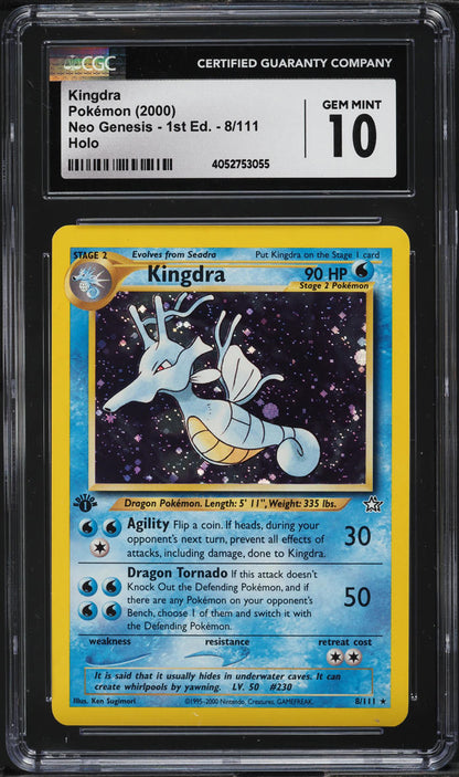 2000 POKEMON NEO GENESIS 1ST EDITION HOLO KINGDRA #8 CGC 10 GEM MINT