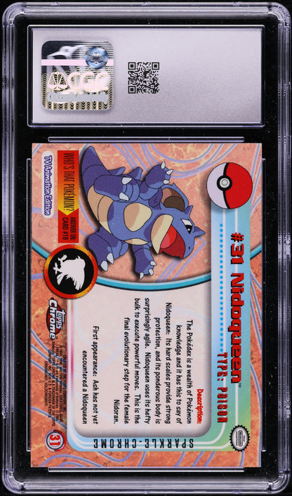 2000 TOPPS CHROME POKEMON SERIES 1 SPARKLE NIDOQUEEN #31 CGC 10