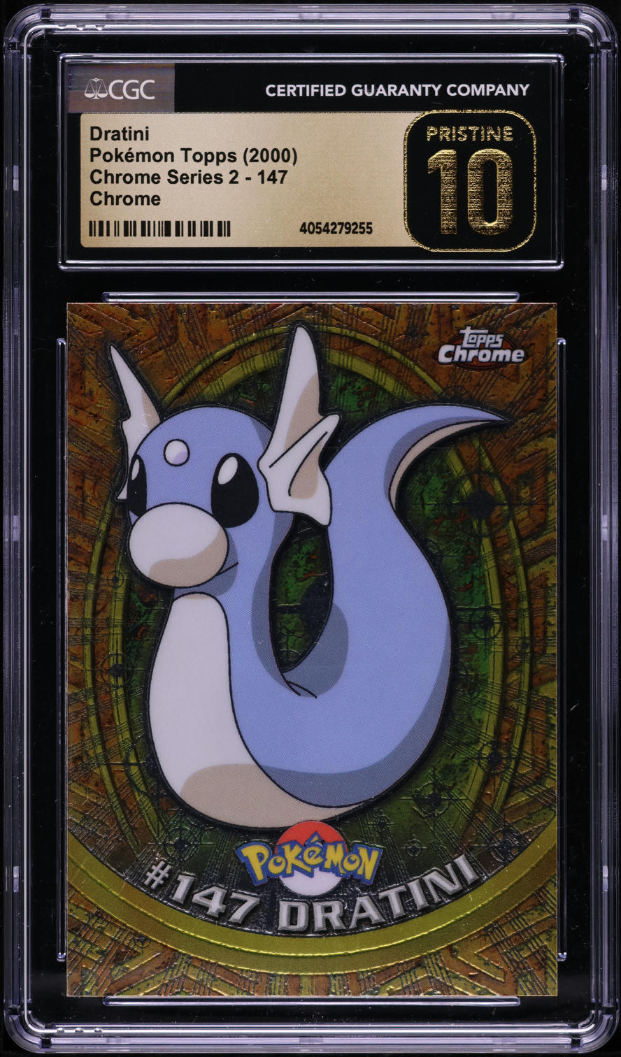 2000 TOPPS CHROME POKEMON SERIES 2 DRATINI #147 CGC 10 PRISTINE