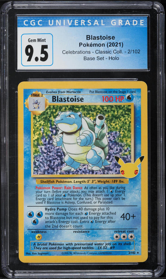 2021 POKEMON SWSH CELEBRATIONS CLASSIC COLLECTION HOLO BLASTOISE #2 CGC 9.5 GEM