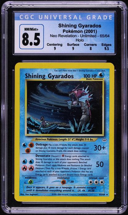 2001 POKEMON NEO REVELATION HOLO SHINING GYARADOS #65 CGC 8.5 NM-MT+