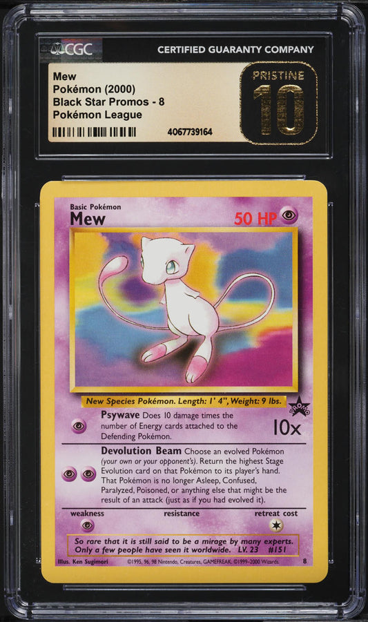 2000 POKEMON LEAGUE BLACK STAR PROMO MEW #8 CGC 10 PRISTINE