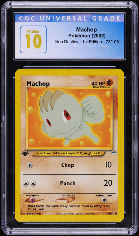 2002 POKEMON NEO DESTINY 1ST EDITION MACHOP #73 CGC 10 PRISTINE