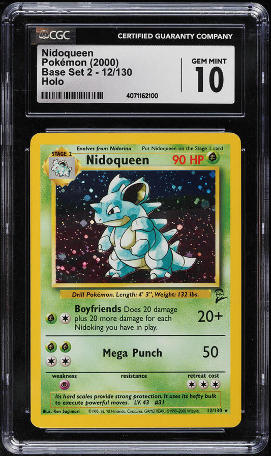 2000 POKEMON BASE SET 2 HOLO NIDOQUEEN #12 CGC 10 GEM MINT