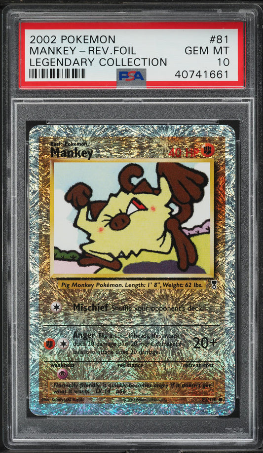 2002 POKEMON LEGENDARY COLLECTION REVERSE HOLO MANKEY #81 PSA 10 GEM MINT