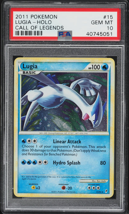 2011 POKEMON CALL OF LEGENDS HOLO LUGIA #15 PSA 10 GEM MINT