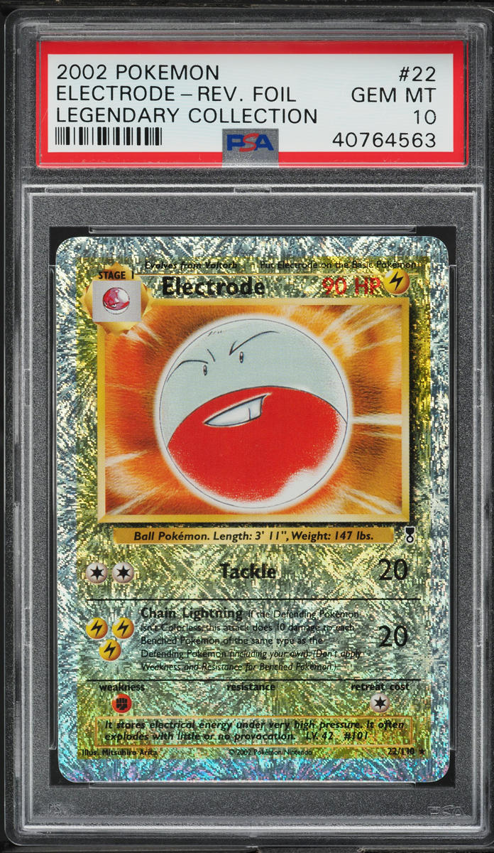 2002 POKEMON LEGENDARY COLLECTION REVERSE HOLO ELECTRODE #22 PSA 10 GEM MINT