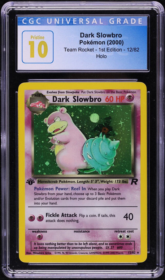 2000 POKEMON TEAM ROCKET 1ST EDITION HOLO DARK SLOWBRO #12 CGC 10 PRISTINE