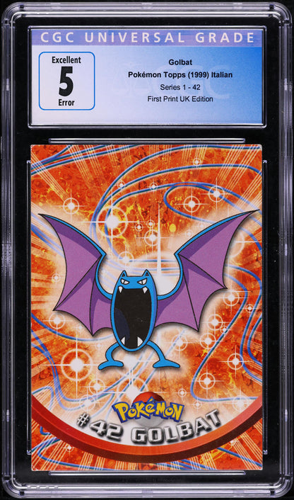 1999 POKEMON TOPPS ITALIAN SERIES 1 GOLBAT #42 CGC 5 *CHARIZARD BACK ERROR*