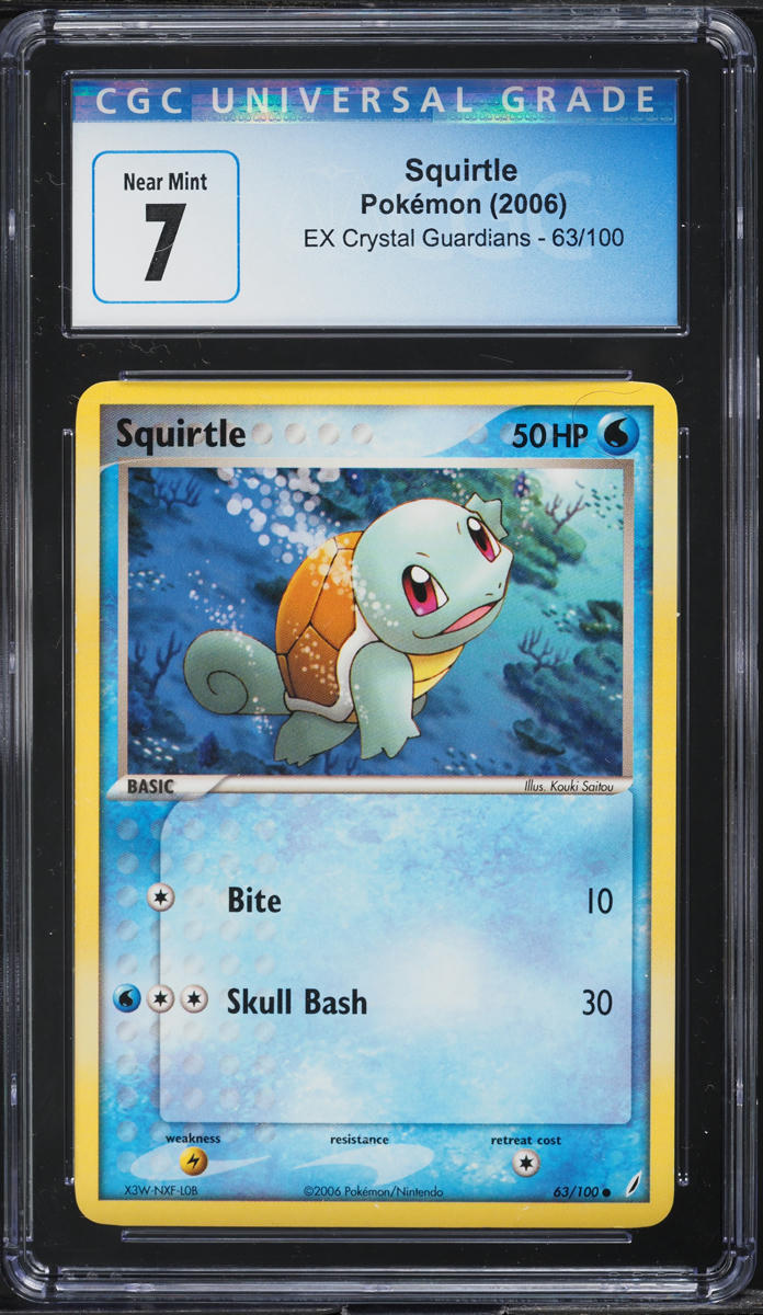 2006 POKEMON EX CRYSTAL GUARDIANS SQUIRTLE #63 CGC 7 NRMT