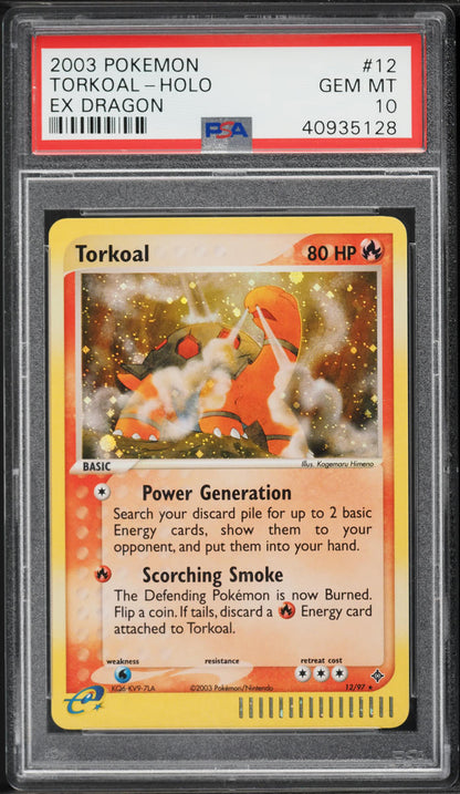 2003 POKEMON EX DRAGON HOLO TORKOAL #12 PSA 10 GEM MINT