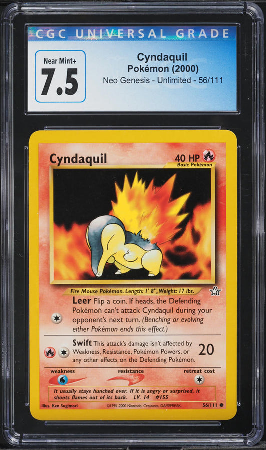 2000 POKEMON NEO GENESIS CYNDAQUIL #56 CGC 7.5 NRMT+