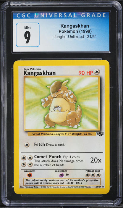 1999 POKEMON JUNGLE KANGASKHAN #21 CGC 9 MINT