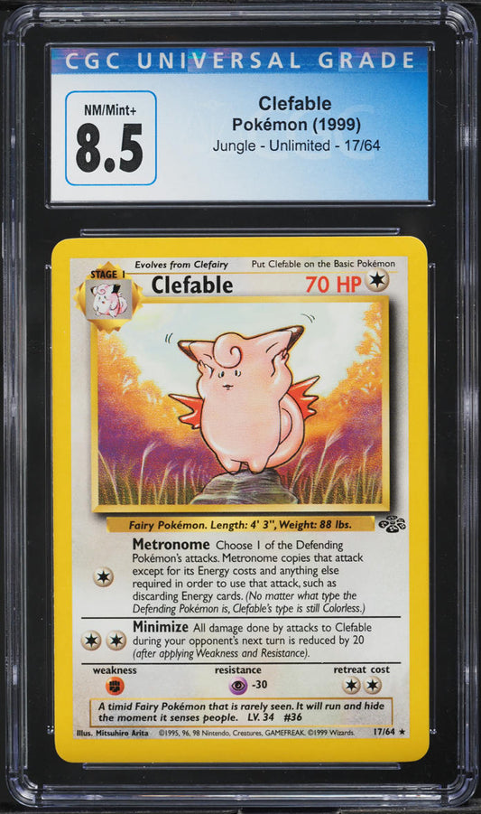 1999 POKEMON JUNGLE CLEFABLE #17 CGC 8.5 NM-MT+