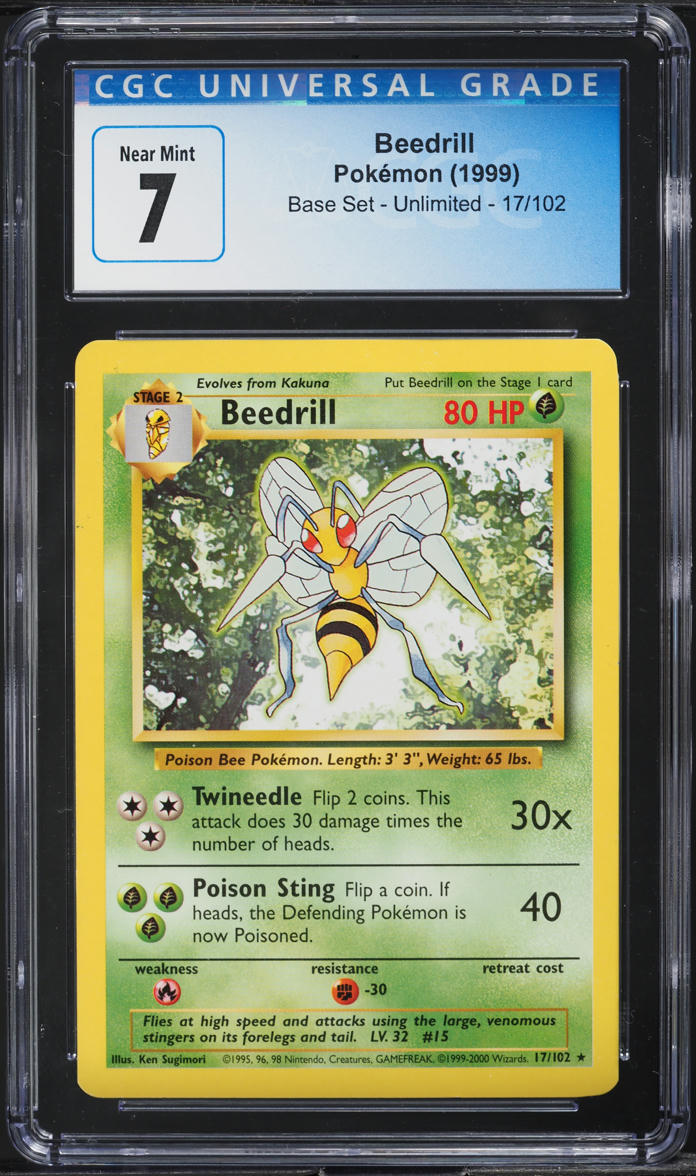 1999 POKEMON BASE SET BEEDRILL #17 CGC 7 NRMT