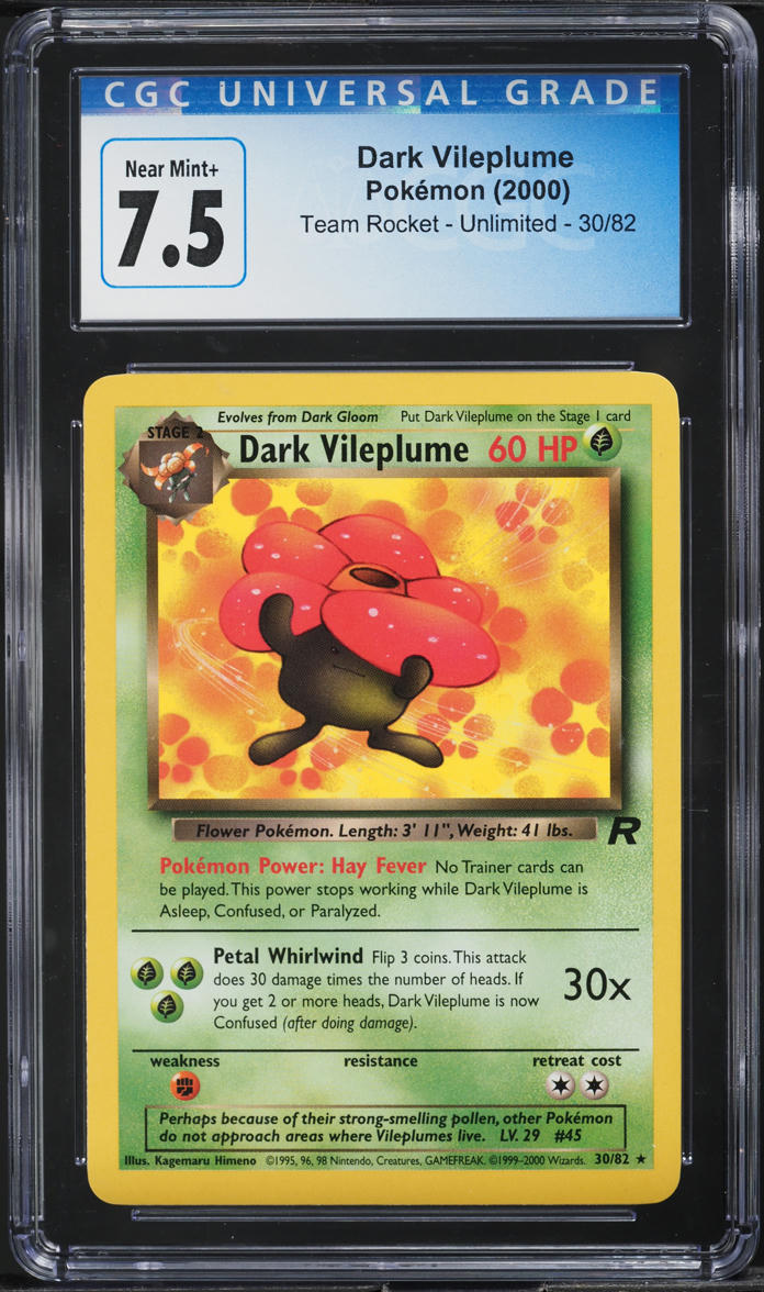 2000 POKEMON TEAM ROCKET DARK VILEPLUME #30 CGC 7.5 NRMT+