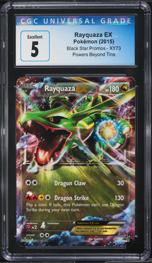 2015 POKEMON BLACK STAR PROMO POWERS BEYOND TINS RAYQUAZA EX #XY73 CGC 5