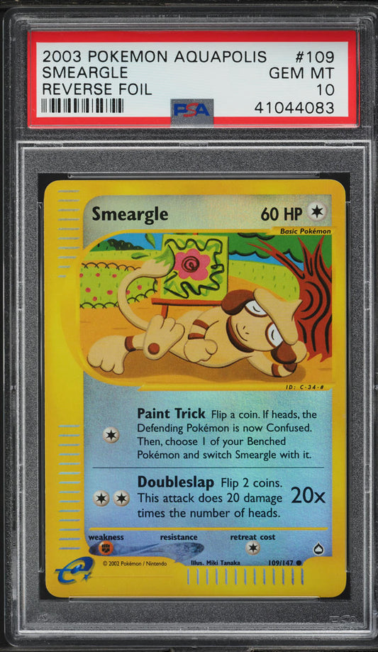 2003 POKEMON AQUAPOLIS REVERSE HOLO SMEARGLE #109 PSA 10 GEM MINT