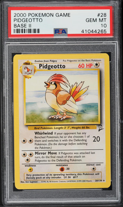 2000 POKEMON BASE SET 2 PIDGEOTTO #28 PSA 10 GEM MINT