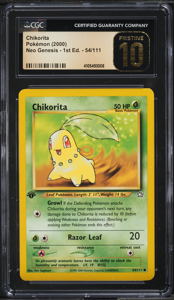 2000 POKEMON NEO GENESIS 1ST EDITION CHIKORITA #54 CGC 10 PRISTINE