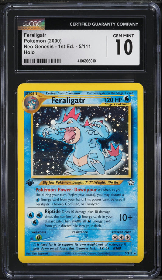 2000 POKEMON NEO GENESIS 1ST EDITION HOLO FERALIGATR #5 CGC 10 GEM MINT