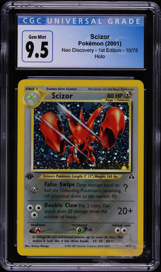 2001 POKEMON NEO DISCOVERY 1ST EDITION HOLO SCIZOR #10 CGC 9.5 GEM MINT