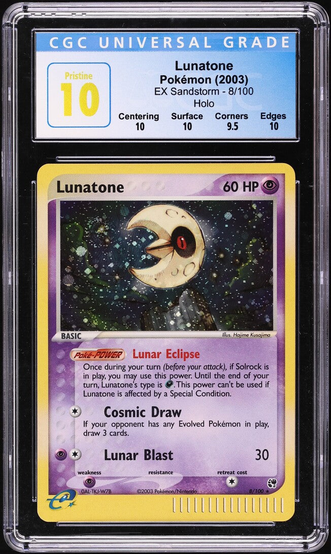 2003 POKEMON EX SANDSTORM HOLO LUNATONE #8 CGC 10 PRISTINE
