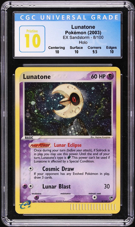 2003 POKEMON EX SANDSTORM HOLO LUNATONE #8 CGC 10 PRISTINE