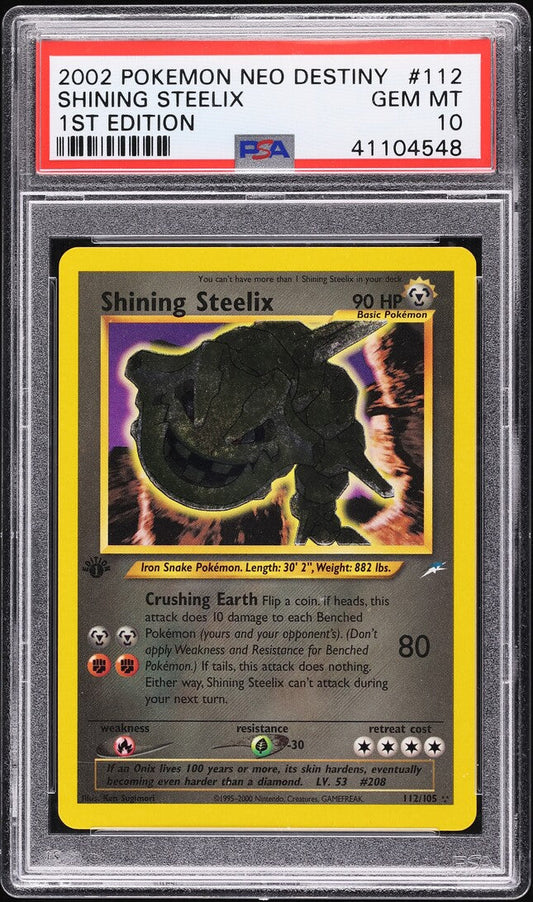 2002 POKEMON NEO DESTINY 1ST EDITION HOLO SHINING STEELIX #112 PSA 10