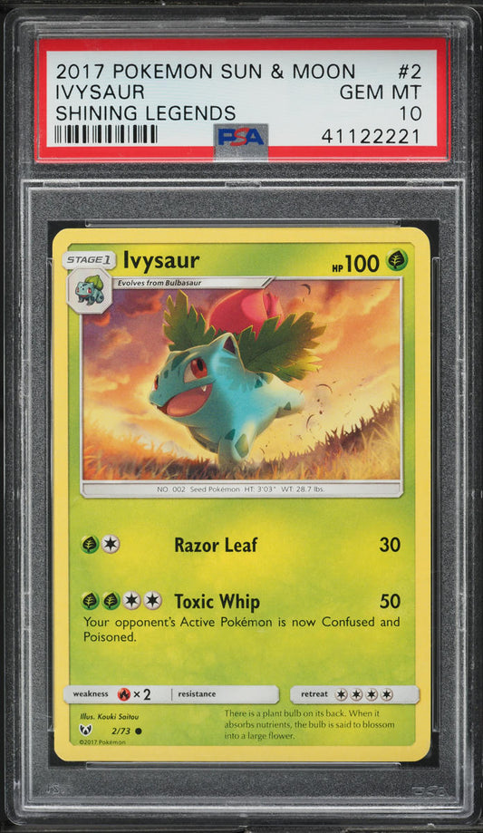 2017 POKEMON SUN & MOON SHINING LEGENDS IVYSAUR #2 PSA 10 GEM MINT