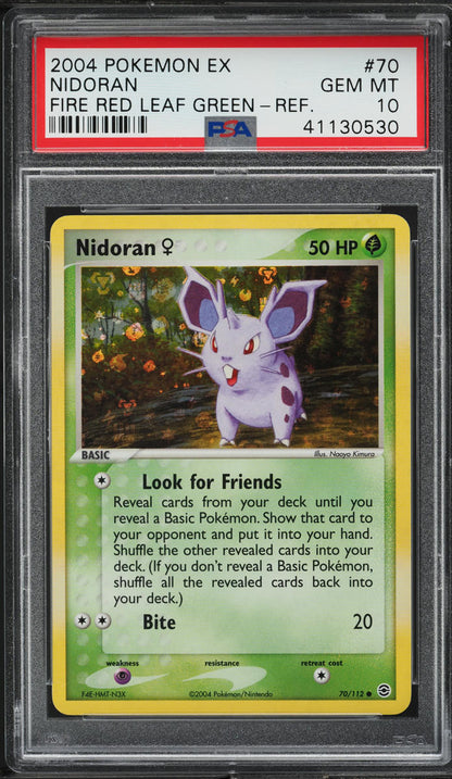 2004 POKEMON EX FIRE RED LEAF GREEN REVERSE HOLO NIDORAN #70 PSA 10 GEM MINT