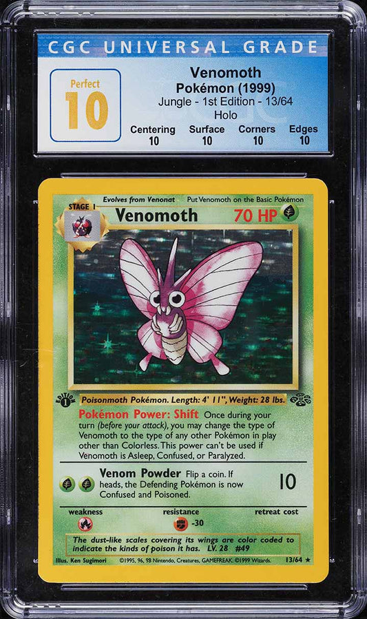 1999 POKEMON JUNGLE 1ST EDITION HOLO VENOMOTH #13 CGC 10 PERFECT