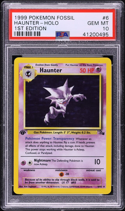 1999 POKEMON FOSSIL 1ST EDITION HOLO HAUNTER #6 PSA 10 GEM MINT