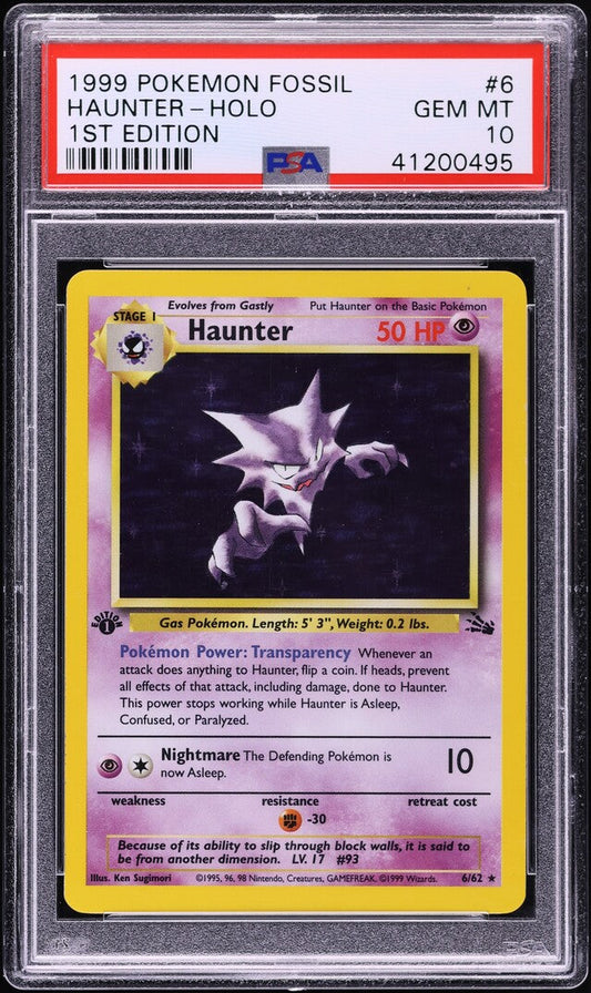 1999 POKEMON FOSSIL 1ST EDITION HOLO HAUNTER #6 PSA 10 GEM MINT